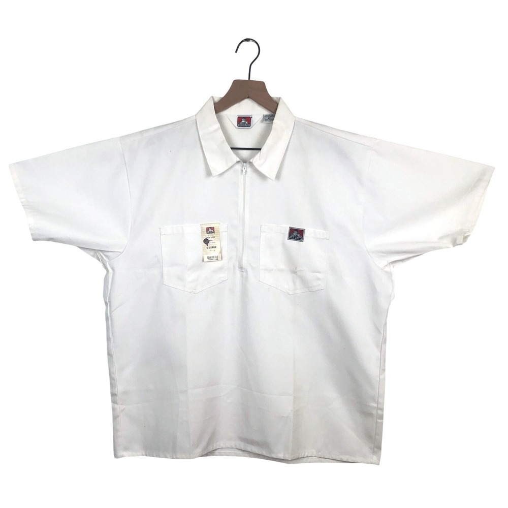 NWT BEN DAVIS Half Zip Short Sleeve Work Shirt Men's XL White Style 121 Gorilla